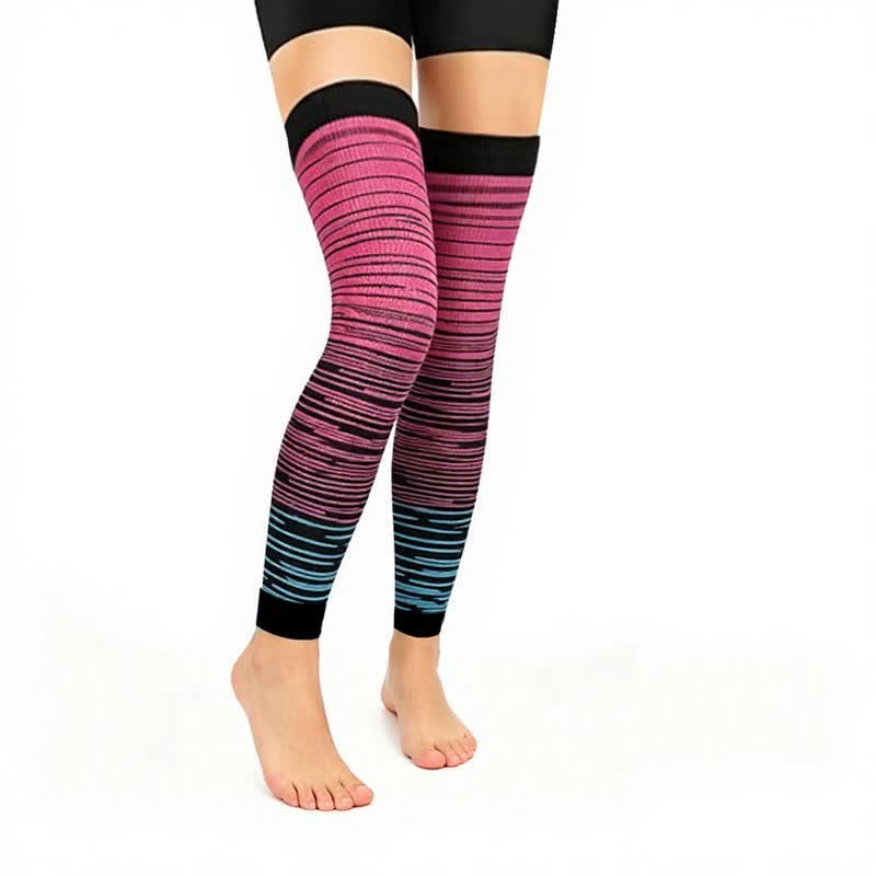 Plusock Gradient Stripe Thigh High Compression Sleeves(3 Pairs) - Rose - L/XL - image 3