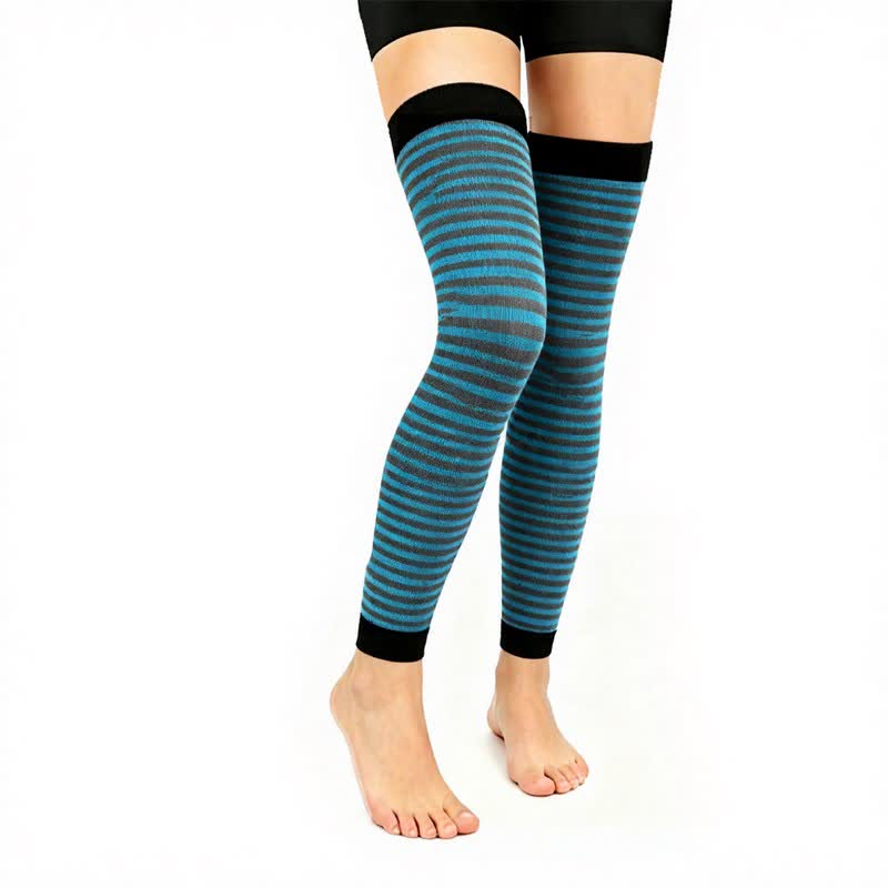 Plusock Gray Blue Colorblock Thigh High Compression Sleeves(3 Pairs) - Blue - L/XL - image 1