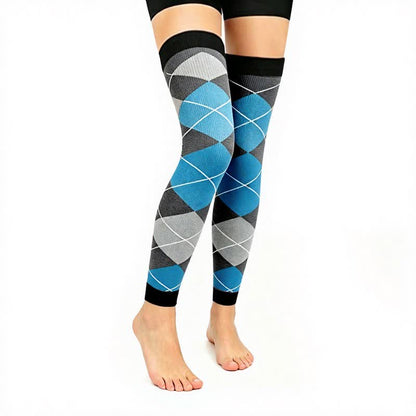 Plusock Gray Blue Colorblock Thigh High Compression Sleeves(3 Pairs) - Light Blue - L/XL - image 2
