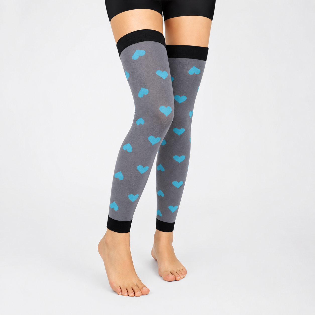 Plusock Gray Blue Colorblock Thigh High Compression Sleeves(3 Pairs) - Grey - L/XL - image 3