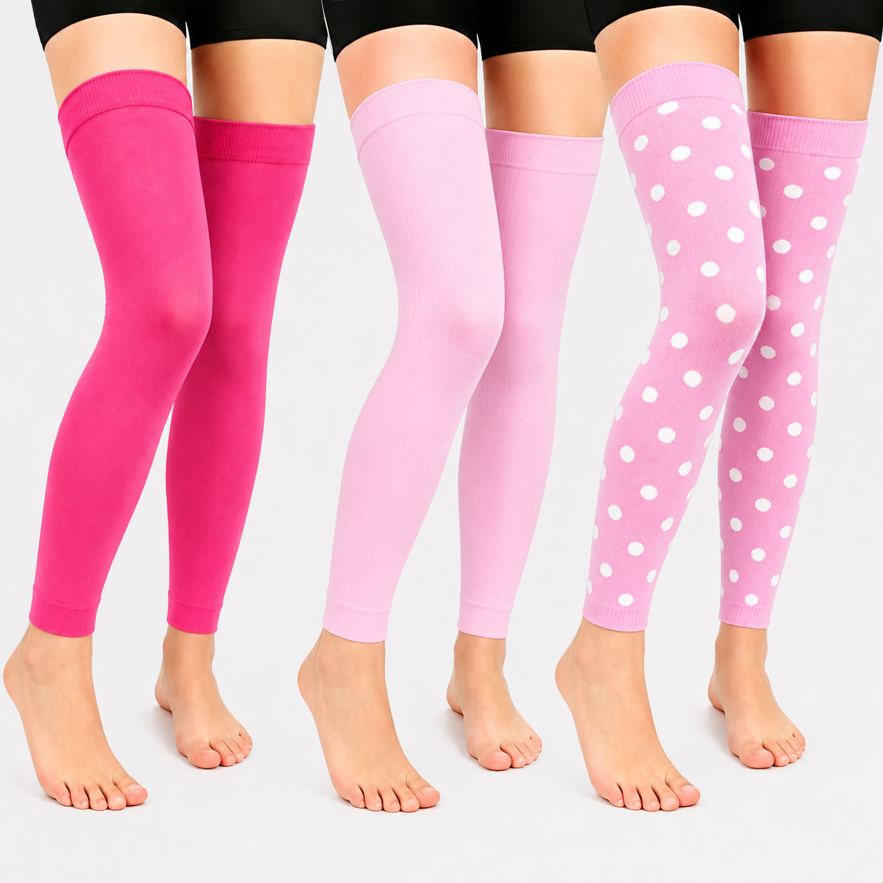 Plusock Pink Dots Series  Thigh High Compression Sleeves(3 Pairs) - Multicolor - L/XL - image 0