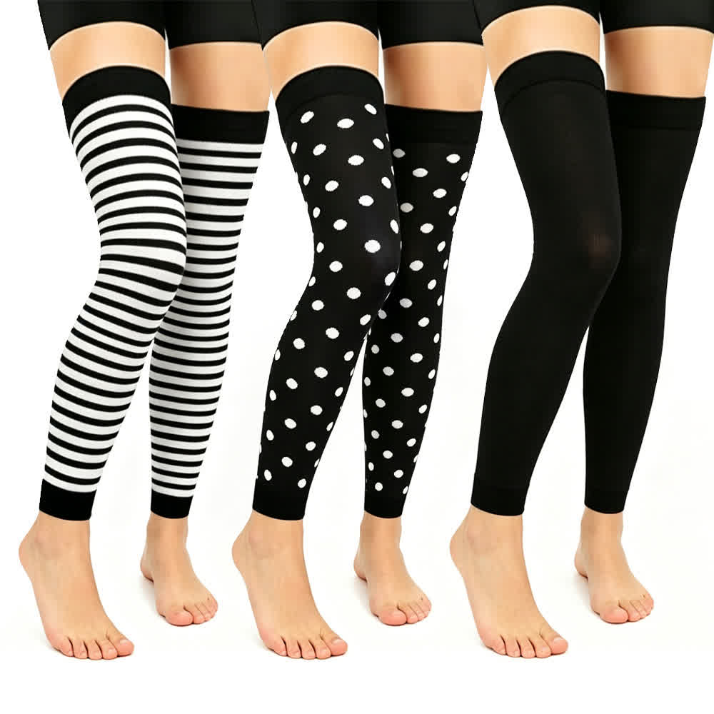 Plusock Classic Black Thigh High Compression Sleeves(3 Pairs) - Multicolor - L/XL - image 0