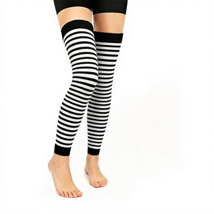 Plusock Classic Black Thigh High Compression Sleeves(3 Pairs) - Stripe - L/XL - image 2