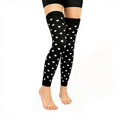Plusock Classic Black Thigh High Compression Sleeves(3 Pairs) - Polka Dots - L/XL - image 3