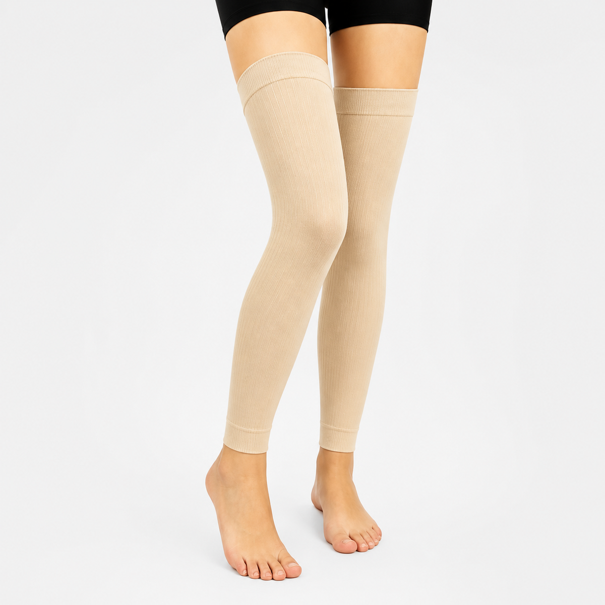 Plusock Solid Color Thigh High Compression Sleeves(3 Pairs) - Nude - L/XL - image 1