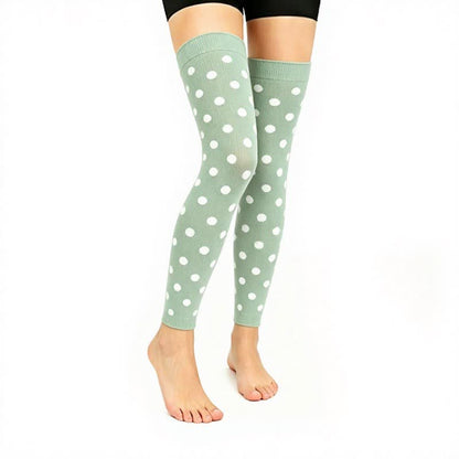 Plusock Green Polka Dots Thigh High Compression Sleeves(3 Pairs) - Green - L/XL - image 1