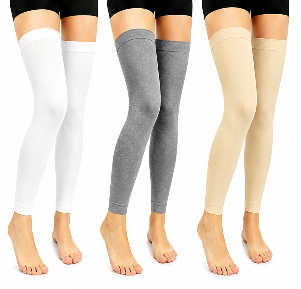 Plusock Solid Color Thigh High Compression Sleeves(3 Pairs) - Multicolor - L/XL - image 0