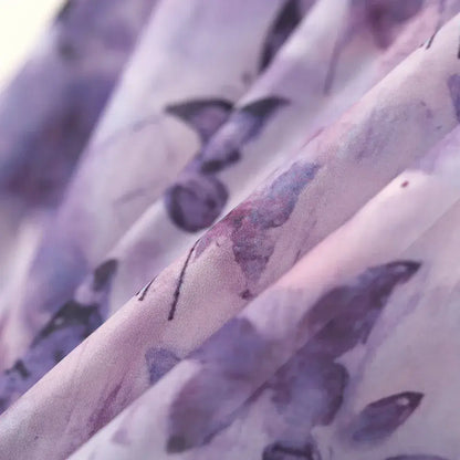Plusock Plus Size Lavender Butterfly Print Black Lace Trim Asymmetrical Midi Slip Dress - image 5