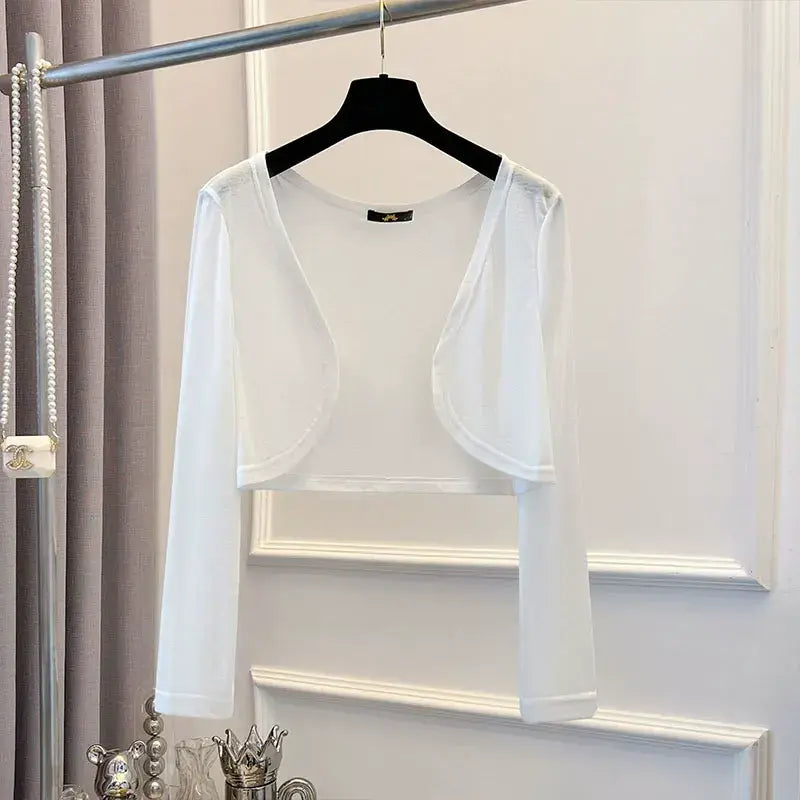 Plusock Plus Size Romantic Sheer Cardigan Flowy A-Line Midi Slip Dress Set - Cardigan-White - 7XL - image 7