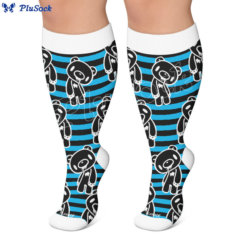 Plusock Plus Size Red Stripe Bat Skull Compression Socks - image 6