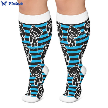 Plusock Plus Size Red Stripe Bat Skull Compression Socks - image 6