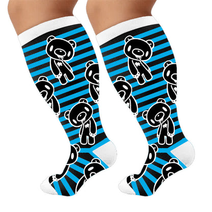 Plusock Plus Size Red Stripe Bat Skull Compression Socks - image 10