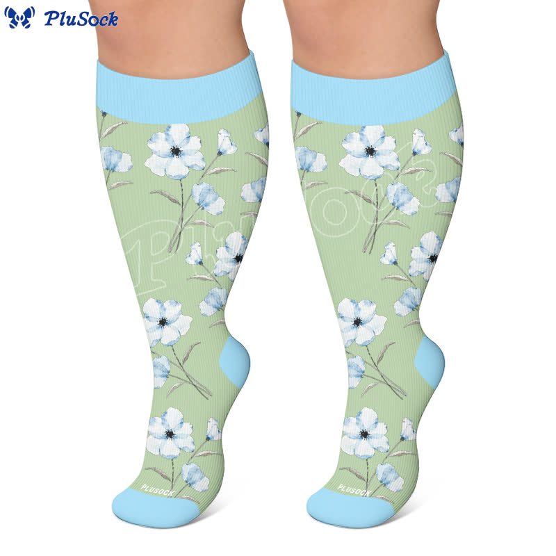 Plusock Plus Size Doodle Floral Compression Socks - image 5