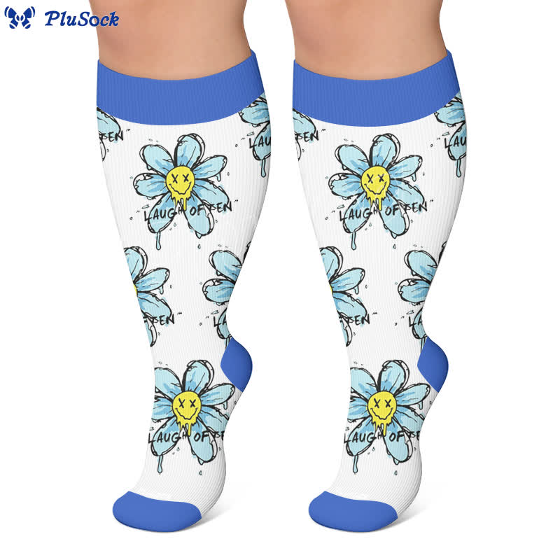 Plusock Plus Size Doodle Floral Compression Socks - image 6