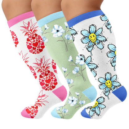 Plusock Plus Size Doodle Floral Compression Socks - image 7