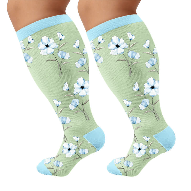 Plusock Plus Size Doodle Floral Compression Socks - image 9