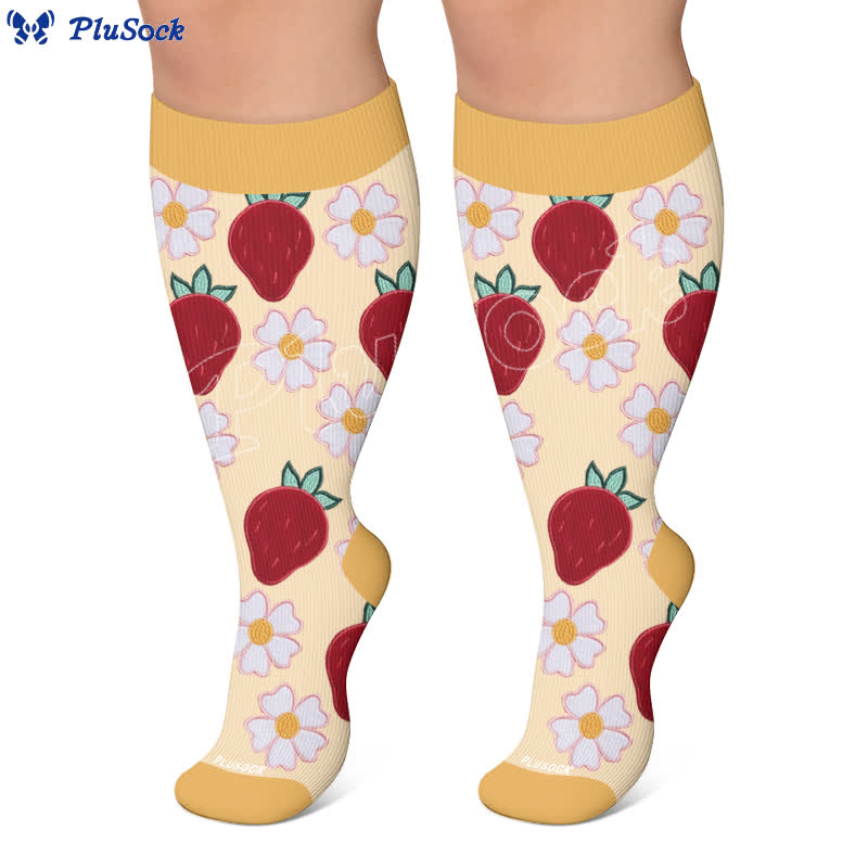 Plusock Plus Size Strawberry Daisy Compression Socks - image 6