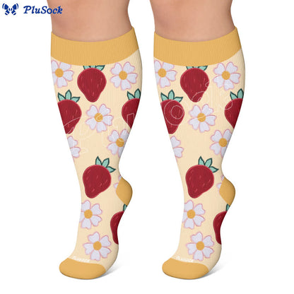 Plusock Plus Size Strawberry Daisy Compression Socks - image 6
