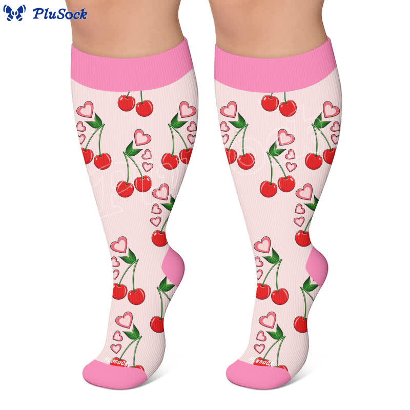 Plusock Plus Size Strawberry Daisy Compression Socks - image 4