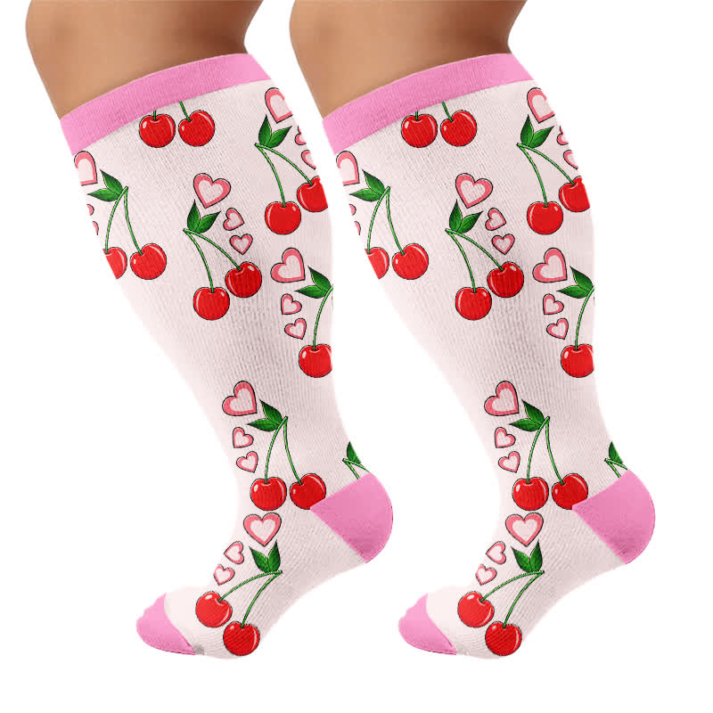 Plusock Plus Size Strawberry Daisy Compression Socks - image 8