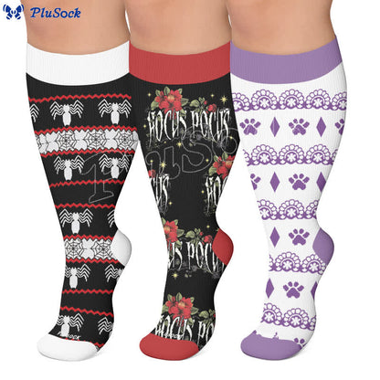 Plusock Plus Size Halloween Spider Compression Socks - image 0