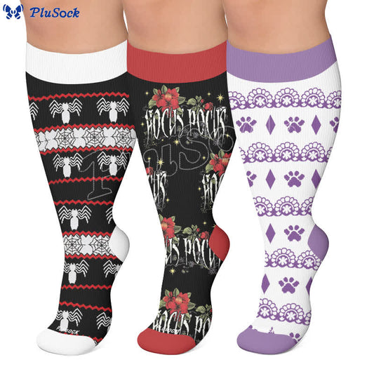 Plusock Plus Size Halloween Spider Compression Socks - image 0