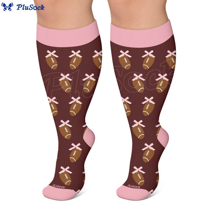 Plusock Plus Size Pink Bow Floral Compression Socks - image 7
