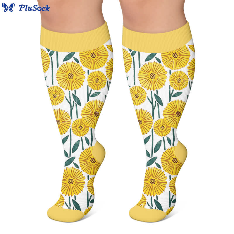 Plusock Plus Size Daisy Bloom Compression Socks - image 6