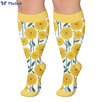 Plusock Plus Size Daisy Bloom Compression Socks - image 6