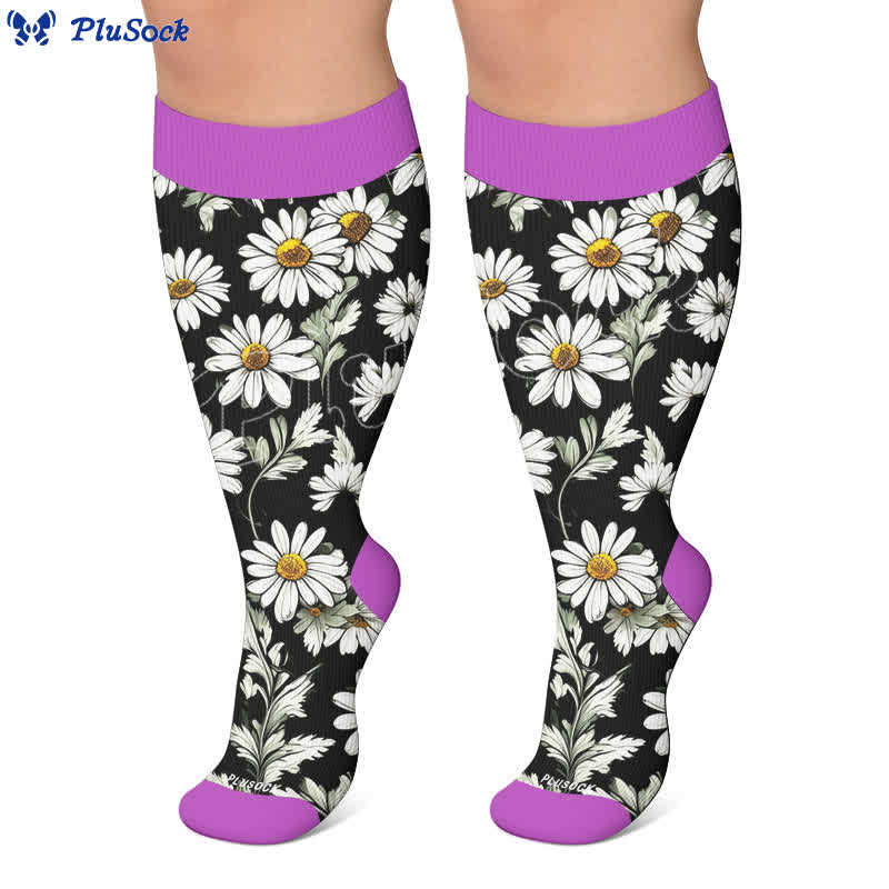 Plusock Plus Size Daisy Bloom Compression Socks - image 4