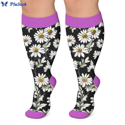 Plusock Plus Size Daisy Bloom Compression Socks - image 4