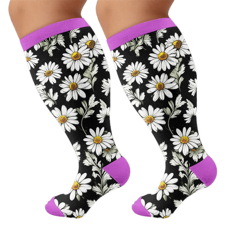 Plusock Plus Size Daisy Bloom Compression Socks - image 8