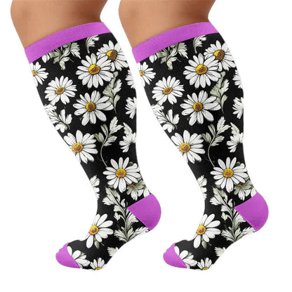 Plusock Plus Size Daisy Bloom Compression Socks - image 8
