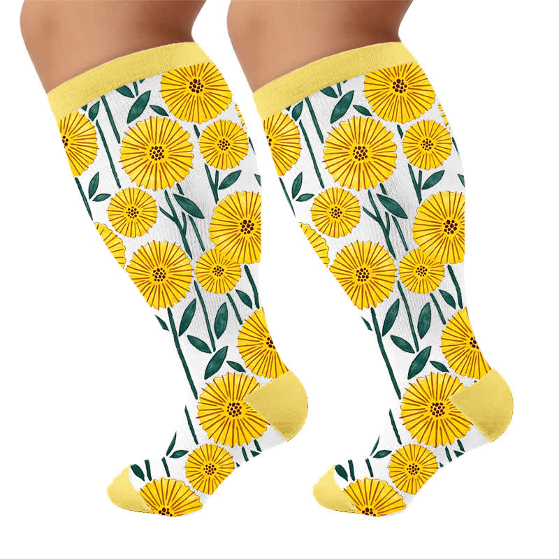 Plusock Plus Size Daisy Bloom Compression Socks - image 10