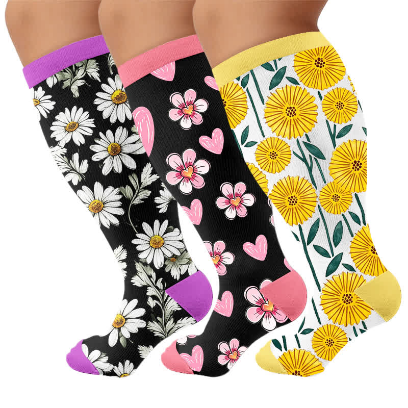 Plusock Plus Size Daisy Bloom Compression Socks - image 7