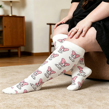 Plusock Plus Size Crown Cat Compression Socks - White - 4XL - image 1