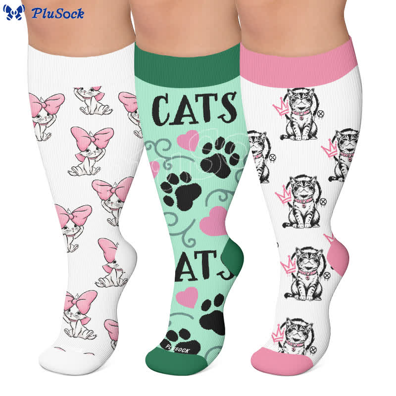Plusock Plus Size Crown Cat Compression Socks - image 0