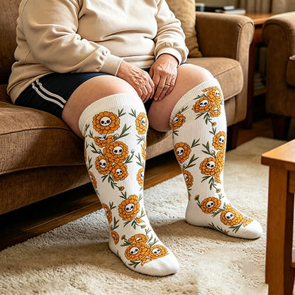 Plusock Plus Size Spooky Balloon Compression Socks - White - 4XL - image 2