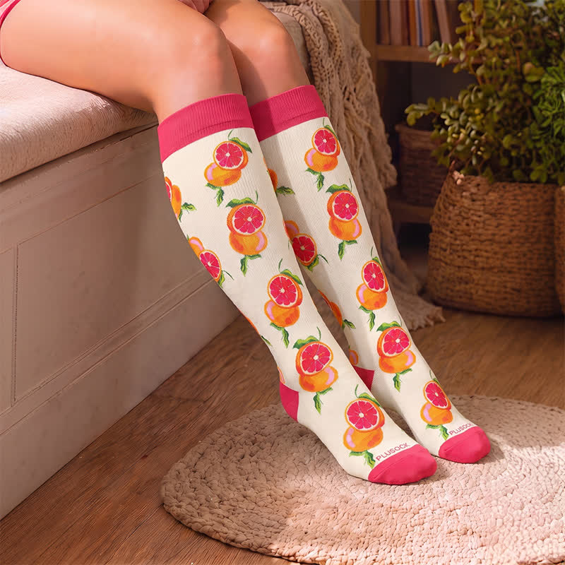 Plusock Plus Size Cherry Grapefruit Print Compression Socks - image 2