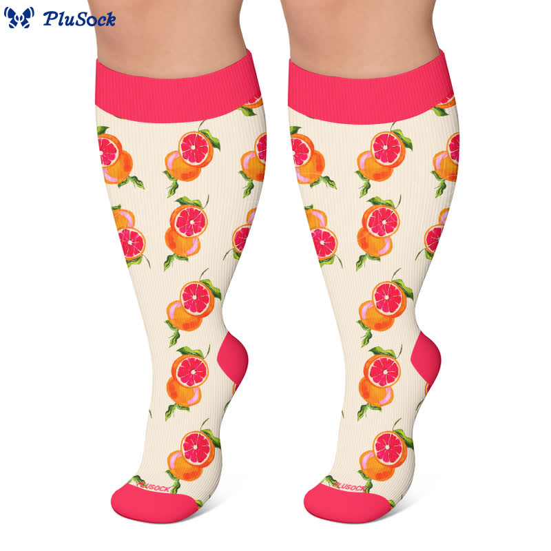 Plusock Plus Size Cherry Grapefruit Print Compression Socks - image 6
