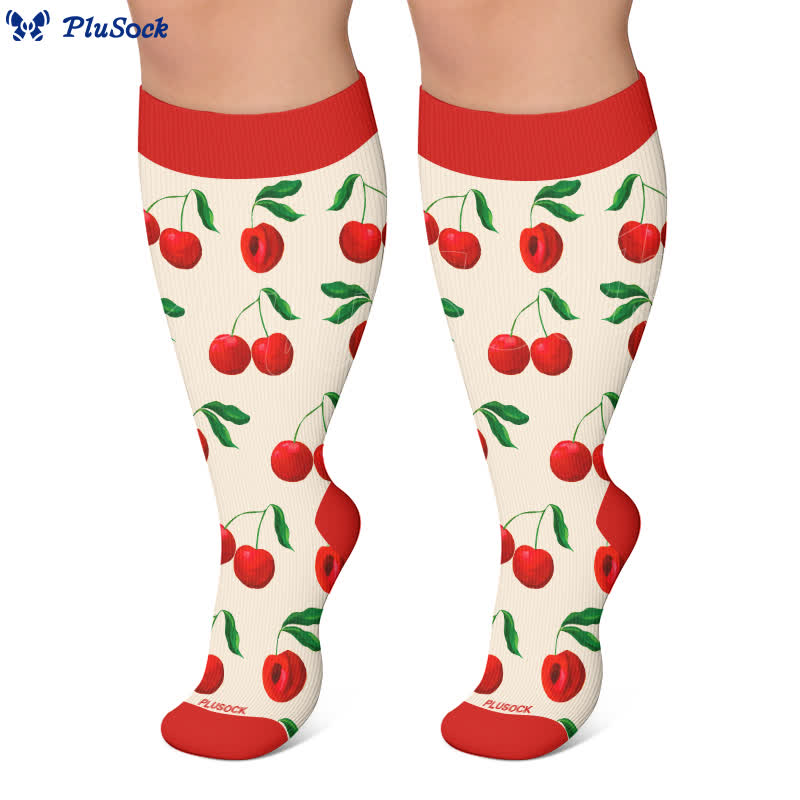 Plusock Plus Size Cherry Grapefruit Print Compression Socks - image 8