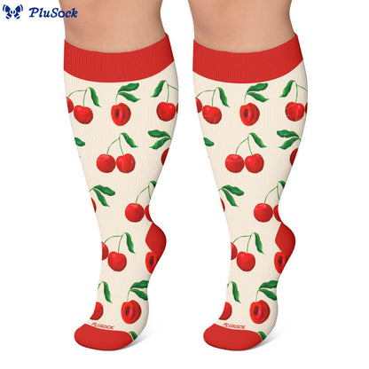 Plusock Plus Size Cherry Grapefruit Print Compression Socks - image 8