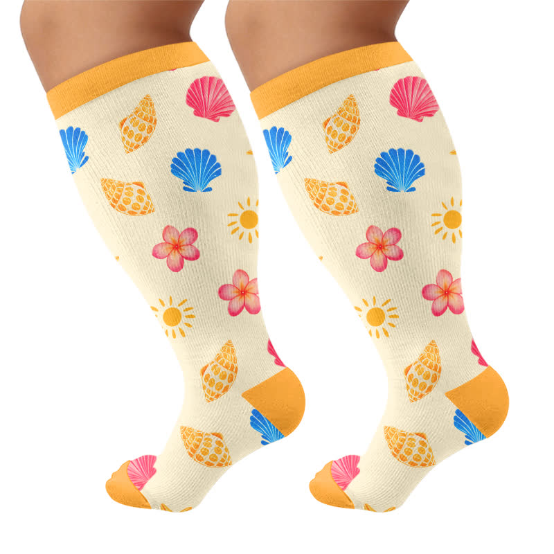 Plusock Plus Size Cherry Grapefruit Print Compression Socks – plusock