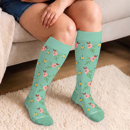 Plusock Plus Size Floral Smile Compression Socks - image 1
