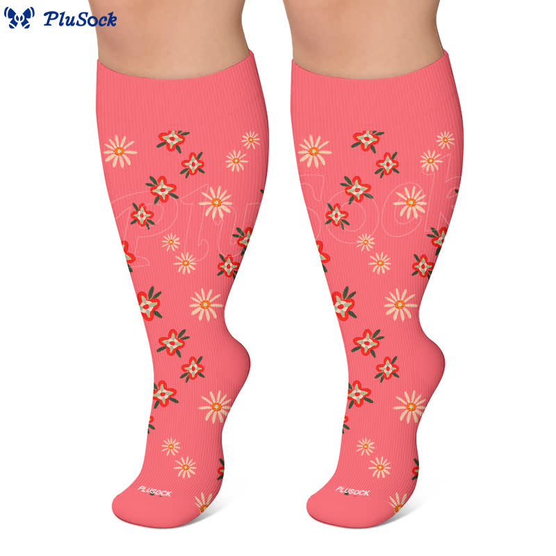 Plusock Plus Size Floral Smile Compression Socks - image 8