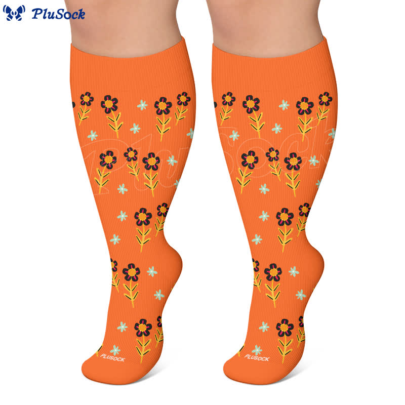 Plusock Plus Size Floral Smile Compression Socks - image 10
