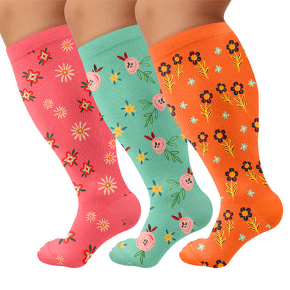 Plusock Plus Size Floral Smile Compression Socks - image 4