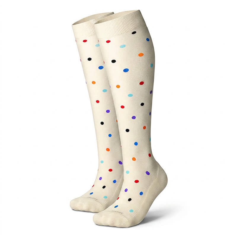 Plusock Polka-Dot Compression Socks(3 Pairs) - Beige - L/XL - image 10
