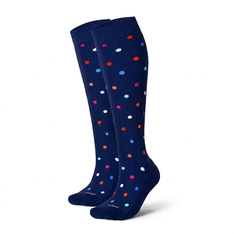 Plusock Polka-Dot Compression Socks(3 Pairs) - Navy Blue - L/XL - image 13