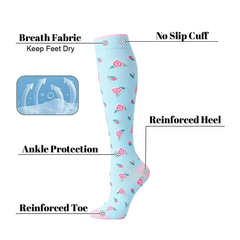 Plusock Blue Floral Compression Socks(4 Pairs) - image 7